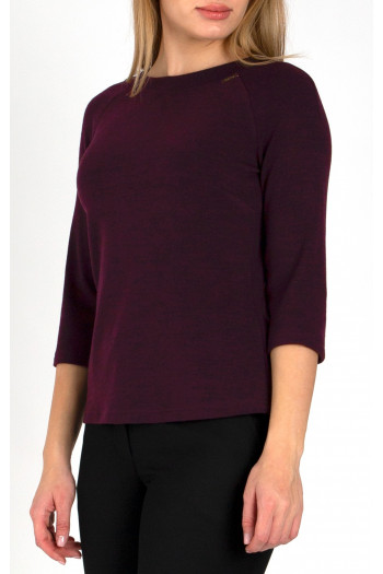 Warm sweater with 3/4 sleeves in Plum Purple color