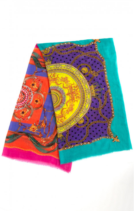 Silk and Wool Scarf with Mandala Pattern
