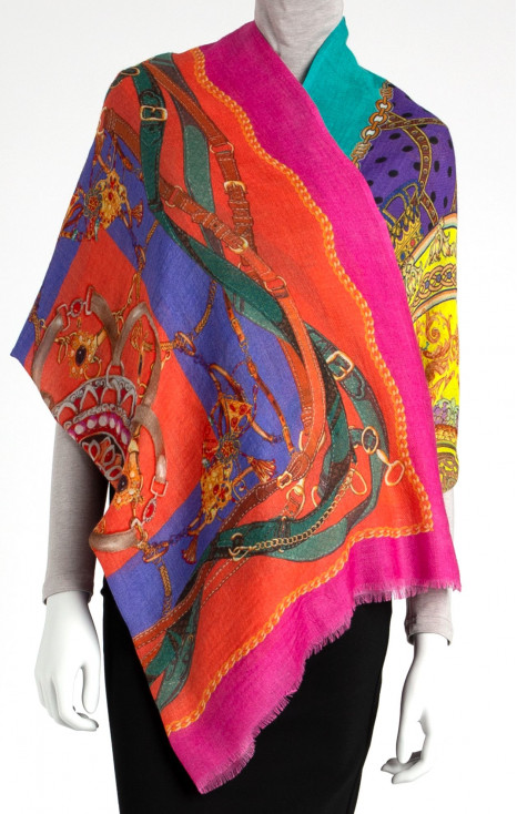 Silk and Wool Scarf with Mandala Pattern