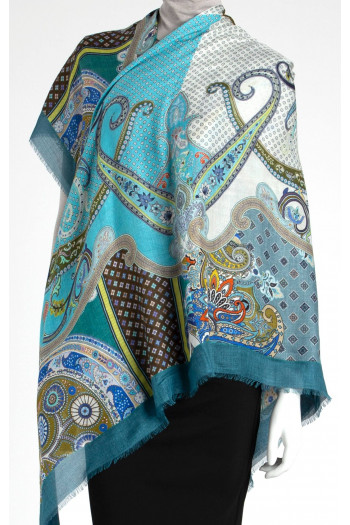 Silk and Modal Scarf with Paisleys Pattern [1]