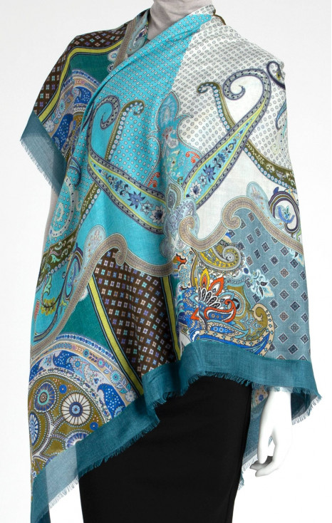 Silk and Modal Scarf with Paisleys Pattern [1]