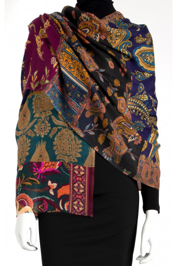 Wool-silk scarf with botanical garden pattern [1]