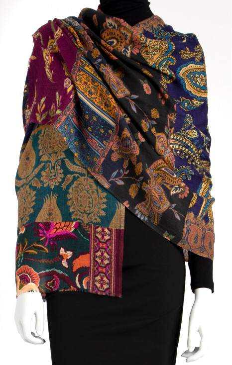 Wool-silk scarf with botanical garden pattern [1]