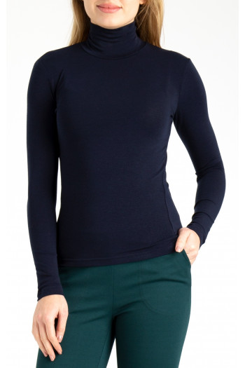 Polo Neck Top in Navy