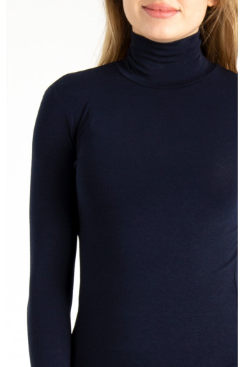 Polo Neck Top in Navy [1]