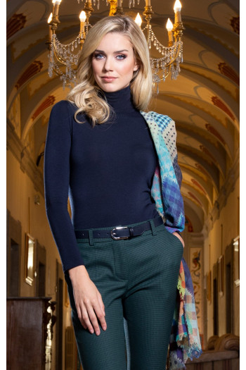 Polo Neck Top in Navy