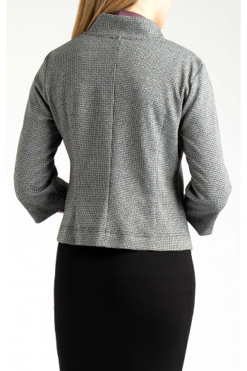 Textured Short Jacket with Buttons in Grey [1]