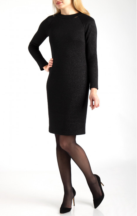 Long sleeve dress in soft jersey in black with glare