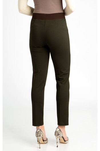 Straight-fit trousers from tricot in dark olive color [1]