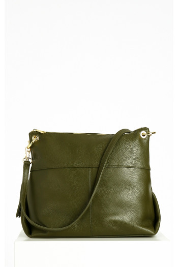 Genuine leather bag in Green olive color [1]