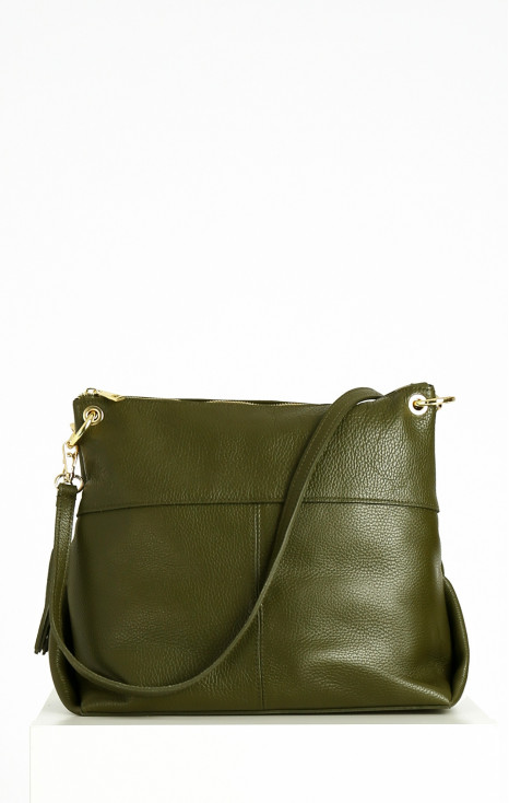 Genuine leather bag in Green olive color [1]