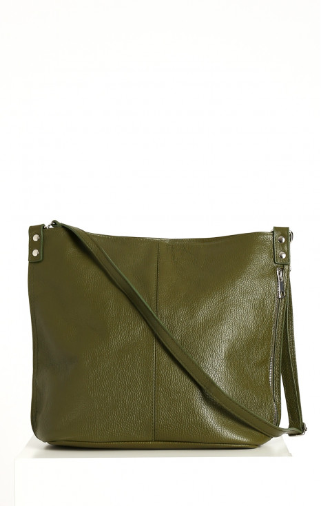 Genuine leather bag in Green olive color