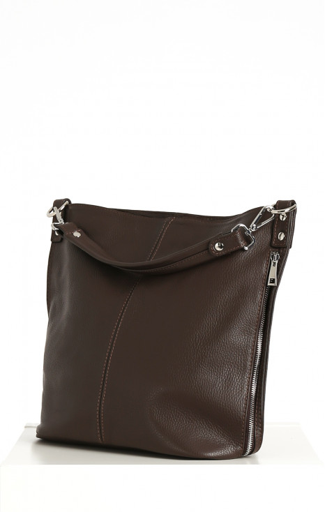 Genuine leather bag in Brown chocolate color