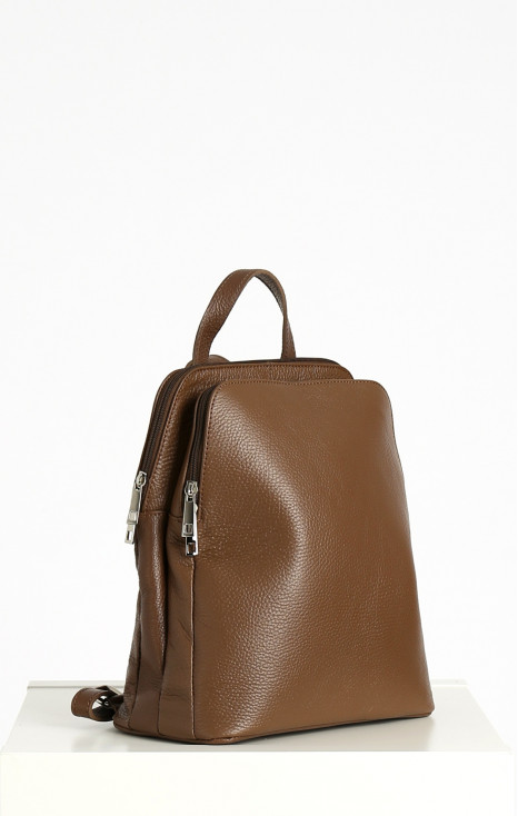 Genuine leather backpack in Cocoa brown color