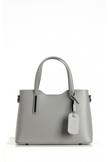 Leather Satchel Bag in Light Grey