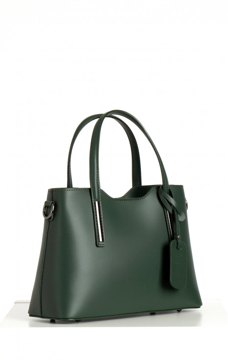 Leather Satchel Bag in Dark Green
