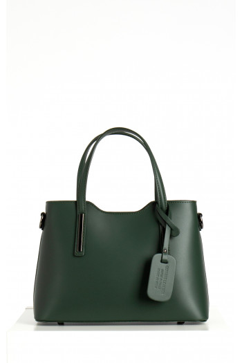 Leather Satchel Bag in Dark Green