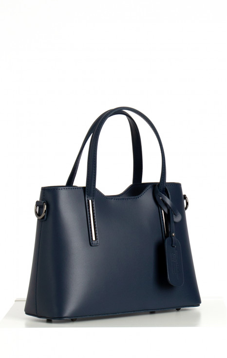 Leather Satchel Bag in Dark Blue