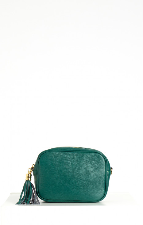 Genuine leather bag in Alpine green color
