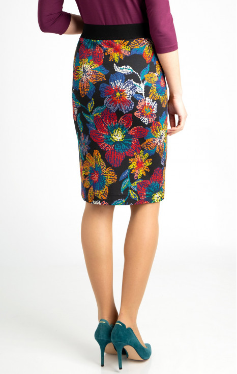 Bold Colours Floral Pencil Skirt