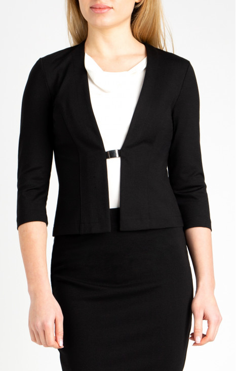 Short Blazer with Metal Fastening in Black