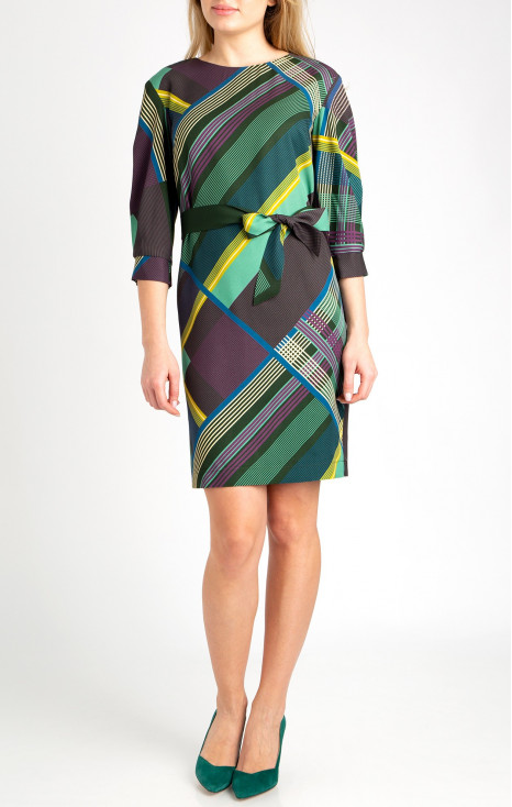 Satin Dress with Abstract Print