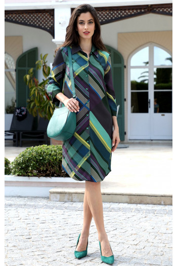 Relaxed Fit Shirt Dress with Graphic Print