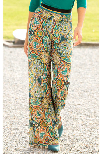 Wide Leg Trousers with Paisley Print [1]