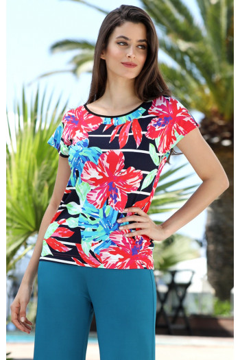 Jersey T-shirt with Flowers