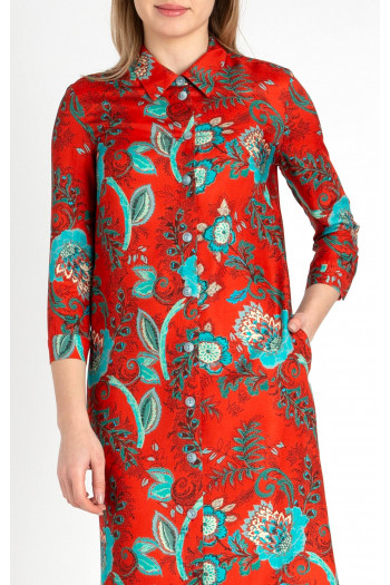 Relaxed Fit Shirt Dress in Red [1]