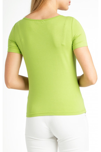 Cut Out Jersey Top in Green [1]