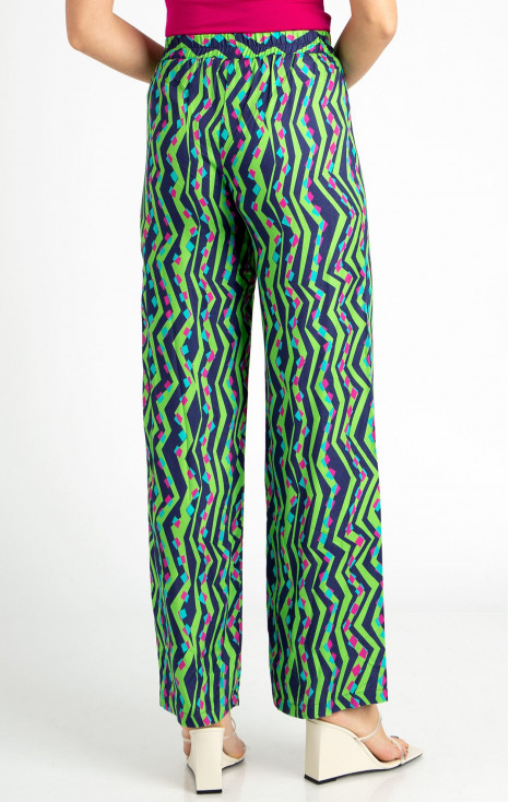 Wide Leg Trousers with a Print in Lime