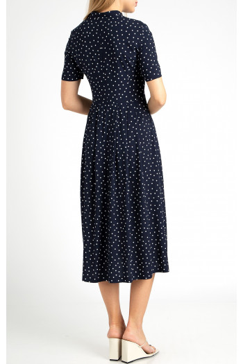 A line Buttoned Midi Dress in Navy [1]