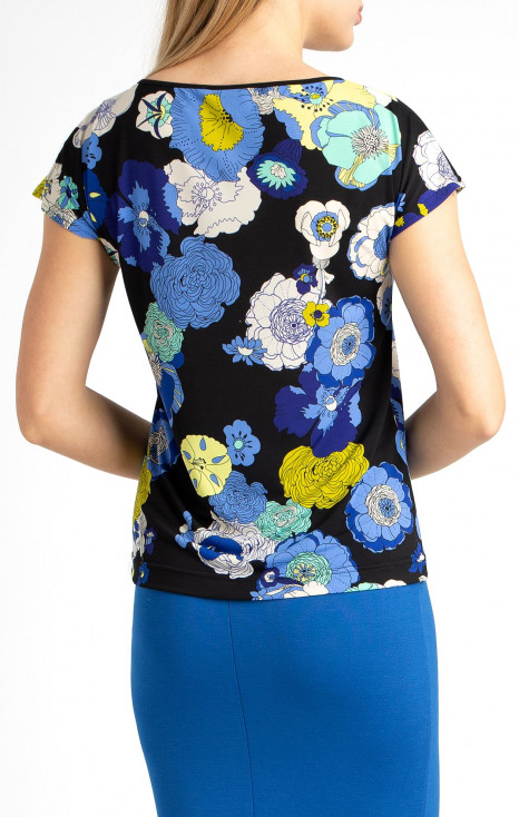 Top with Floral Print in Blue