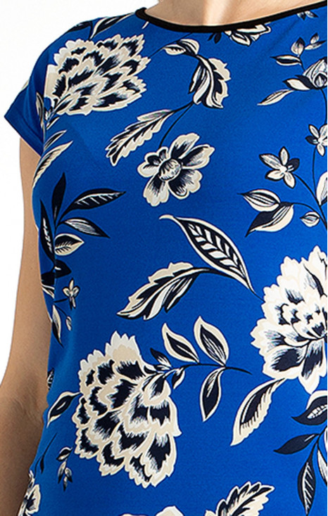 Top with Print in Blue