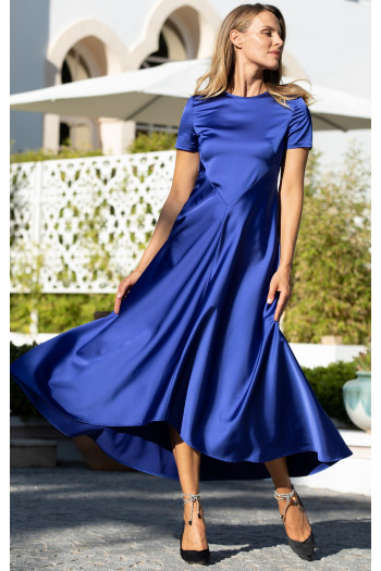 Maxi Satin Dress in Blue [1]