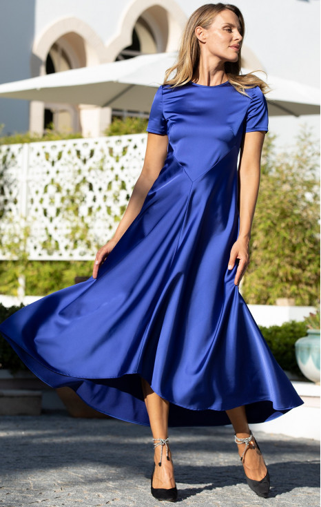 Maxi Satin Dress in Blue [1]