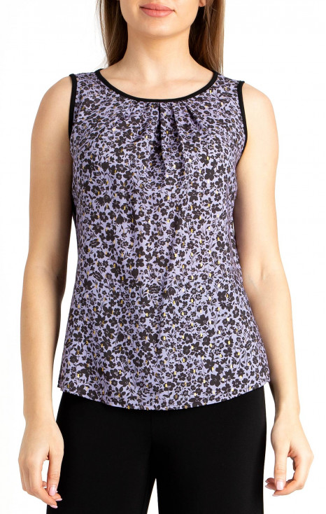 Sleeveless Blouse with Gold Accents in Purple