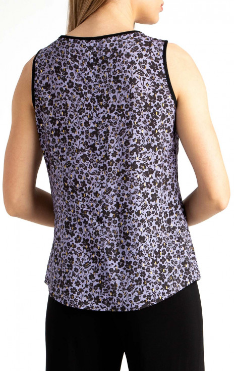 Sleeveless Blouse with Gold Accents in Purple