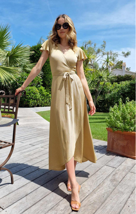 Wrap Maxi Dress in Gold [1]