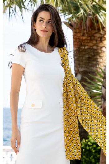 Jersey Dress with  Decorative Pockets in White [1]