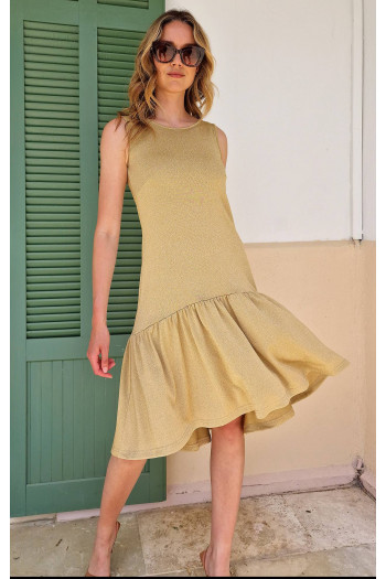 Asymmetric Mini Dress in Gold [1]