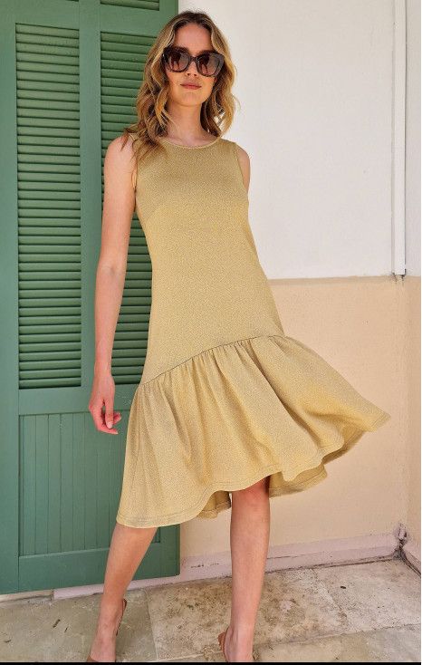 Asymmetric Mini Dress in Gold