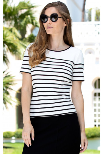 Striped short sleeve blouse