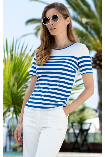 Striped short sleeve blouse [1]