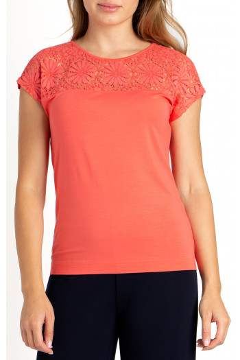 Top with Lace Detail in Orange