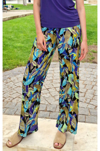 Wide Leg Trousers with a Multicolour Print [1]
