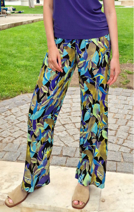 Wide Leg Trousers with a Multicolour Print