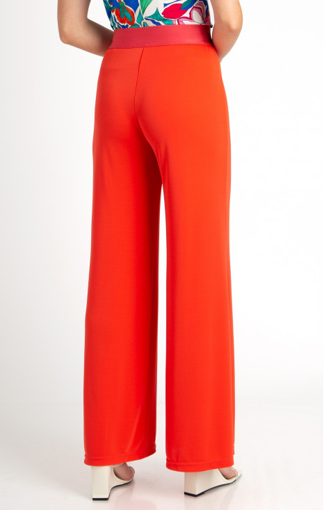 Viscose Wide Leg Trousers in Mandarin Red