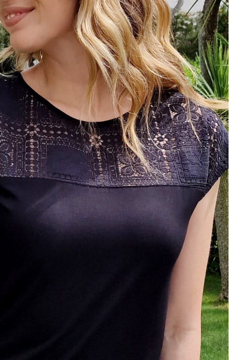 Top with Lace Detail in Black